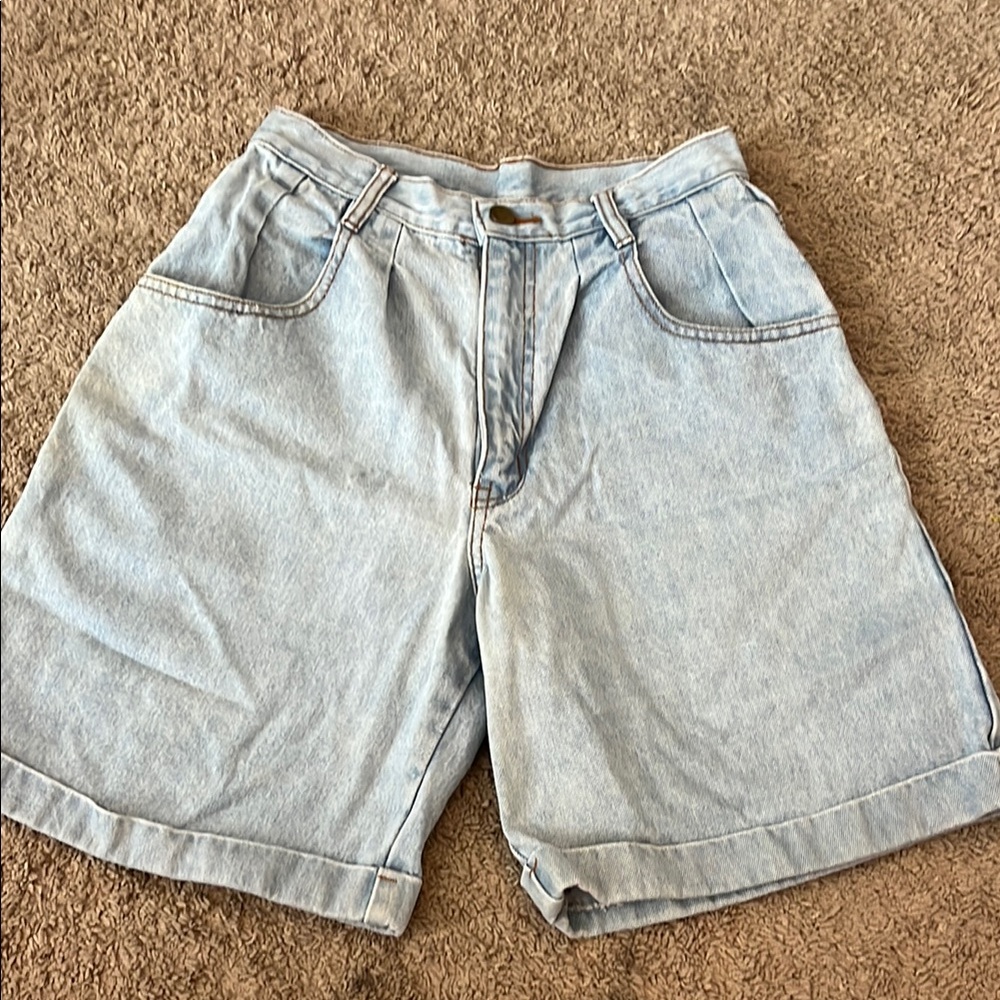 High Waist Light Blue Denim Shorts